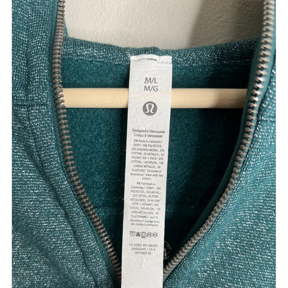 Lululemon Scuba Oversized Half Zip Hoodie Spark Storm Teal M/L Metallic Rare - Picture 7 of 7